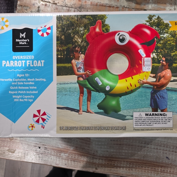 Swim | Oversized Parrot Float Red And Green | Poshmark